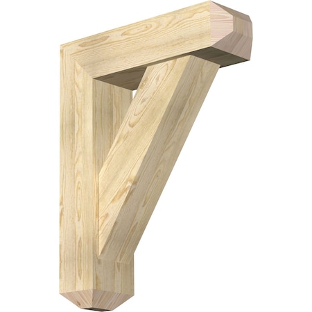 Ekena Millwork Traditional Craftsman Rough Sawn Bracket w/ Offset Brace, Douglas Fir, 8"W x 28"D x 36"H BKT0806X28X36TRA04RDF